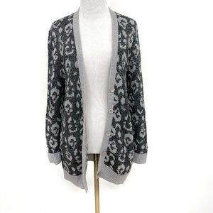 Original Frenchi Leopard Print Cardigan Sweater M